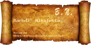 Barhó Nikoletta névjegykártya